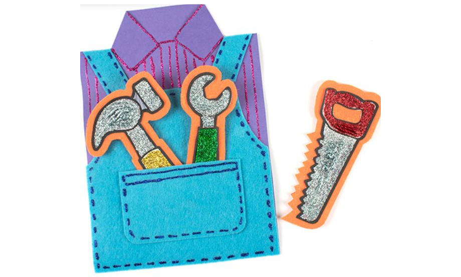 Father's Day card tutorial featuring a bright cloud graphic with the words “Father’s Day Card” and the tagline “Ideas That Stick” in colourful blocks.