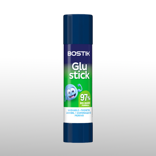 Bostik Glu Stick лепило с 97% био-базирана формула, подходящо за хартия и картон, осигурява чисто и лесно залепване за училище и офис.