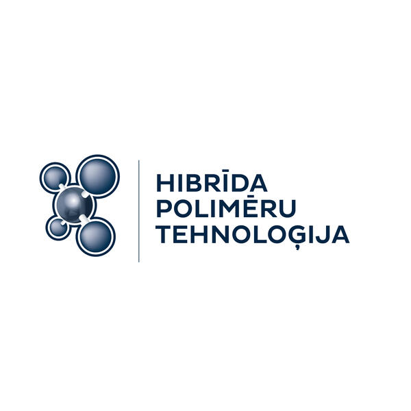 Ikona ar molekulu grafiku un tekstu ‘Hibrīda polimēru tehnoloģija’, kas apliecina augstu veiktspēju un elastību līmes sastāvā.