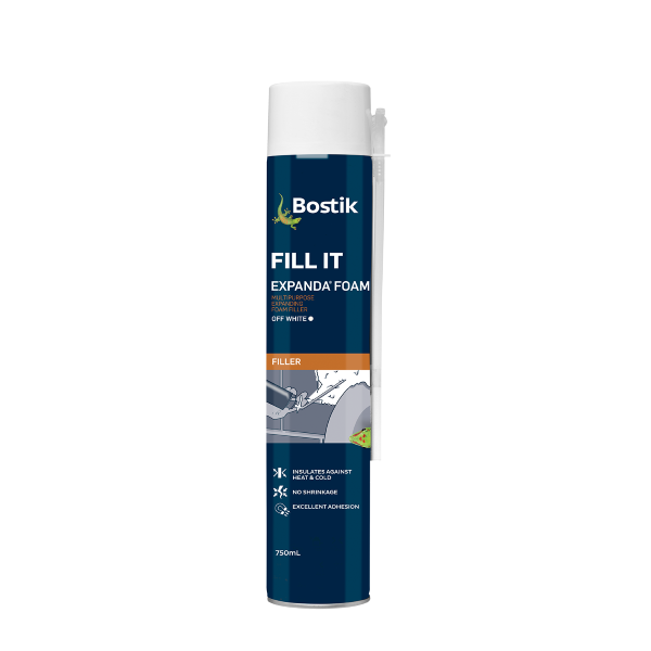 Off white multipurpose polyurethane foam filler in a 750ml can, designed for gap filling, sealing, and insulating with durable, no-shrink performance