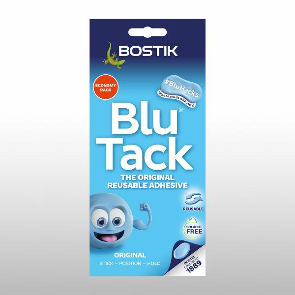 Bostik Blu Tack Original reusable adhesive in 90g pack with blue branding.