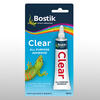 Packaging of Bostik Clear all‑purpose adhesive 25 ml on backing card — strong bond, quick‑drying transparent glue