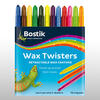 Bostik Wax Twisters – pack of 12 colourful retractable wax crayons, solvent-free and safe for kids, ideal for creative drawing and colouring.