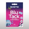 Packaging of Bostik Blu Tack Pink, highlighting its reusable, solvent-free adhesive for sticking and holding.