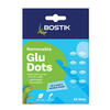 Bostik Removable Glu Dots pack containing 64 clear, double-sided adhesive dots for arts, crafts, and lightweight decorations.