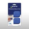 Bostik Professional Silicone Tool 2-pack in retail blister packaging, featuring two blue tools and an image demonstrating smoothing of silicone joints on a tiled surface.