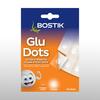 Packaging of Bostik Glu Dots Extra Strength — clear sticky dots for strong, invisible and mess-free fixing