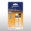 Packaging of Bostik Super Epoxy, showing two 18 ml tubes labeled Resin and Hardener. The product is a high-strength, waterproof repair adhesive that dries clear and bonds materials like metal, ceramics, stone, and glass. Includes a spatula for easy application.