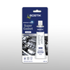 Front-facing product image of Bostik Perfect Seal Super Gasket, a 90 ml black neutral gasket silicone sealant. The packaging features an image of a car engine to highlight automotive use, and icons that communicate oil resistance, temperature tolerance, and durable flexibility for gasket repairs.