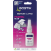 Front view of Bostik Fabric Glue 20ml retail packaging showing bottle, product name, and clothing repair illustrations.